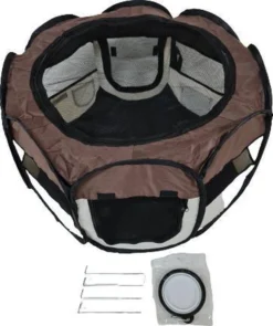 Dailyibed Opvouwbare Puppyren - Bruin - 115x115x58 Cm - Incl. Draagtas - Incl. Voederbak -Dog Supplies 1005x1200 2