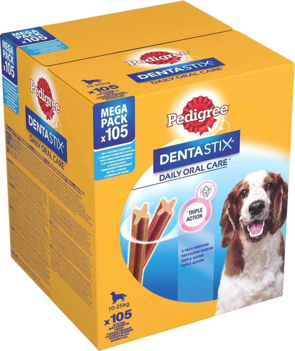 Pedigree Dentastix Kauwstaven - Gebitsverzorgende Hondensnacks - Medium - 105 Stuks 2 Pedigree Dentastix Kauwstaven - Gebitsverzorgende Hondensnacks - Medium - 105 Stuks - Afbeelding 2