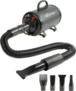 Qumax Professionele Hondenföhn Met 4 Opzetstukken – Waterblazer Voor Honden – Stil Design – Compact En Modern - Zwart