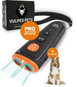 Vulpes Pets® Ultrasone Anti Blaf Apparaat – 3-in-1 Anti Blaf Apparaat Pro - Diervriendelijk & Zonder Schok - Alternatief Anti Blafband - Voor Kleine & Grote Honden - Audio - Flashlight - USB-Oplaadbaar