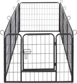 ACAZA Hondenren In 8 Panelen - Hondenkennel - Met Deur - 60 Cm Hoogte - Zwart -Dog Supplies 1111x1200