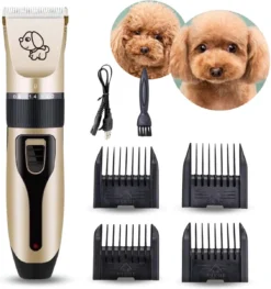 BYER Professionele Dieren Tondeuse Set - Voor Huisdieren Katten & Honden - Draadloos - Oplaadbare Pet Trimmer - Dog Tondeuze Clipper - 5 Standen & Vier Opzetkammen - Low Noise