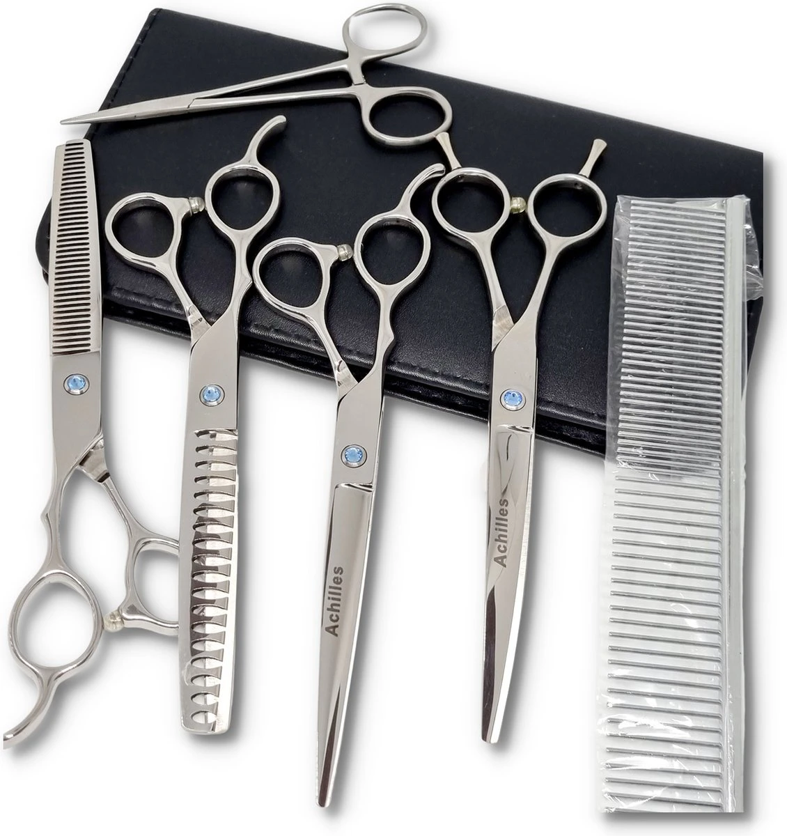 Achilles Linkshandig Professionele 7-Delig Scharenset Hond - Honden Schaar - Effileerschaar Hond 1 Achilles Linkshandig Professionele 7-Delig Scharenset Hond - Honden Schaar - Effileerschaar Hond