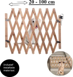 Houten Traphekje Harmonica | Traphekje Hond & Huisdieren | Extra Stevig | Inklapbaar | Met Klembevestiging | Deurhek Accordeon | Deurhekje | Hondenhek | Huisdier Hekje | Traphekje Houten