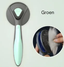 Pakeway T9 - Kattenborstel - Zelfreinigende Kattenkam - Groen - Massageborstel - 19,3 Cm