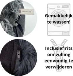 Springos Hondenmand | Superzacht En Luxe | Wasbaar | Donut | Fluffy | Hondenkussen | 50cm | Grijs -Dog Supplies 1151x1200 5