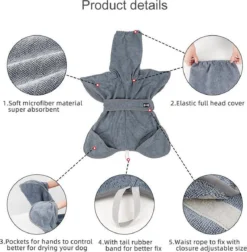 Super Absorberende Honden Badjas Grijs Maat L 12 Super Absorberende Honden Badjas Grijs Maat L -Dog Supplies 1178x1200 1