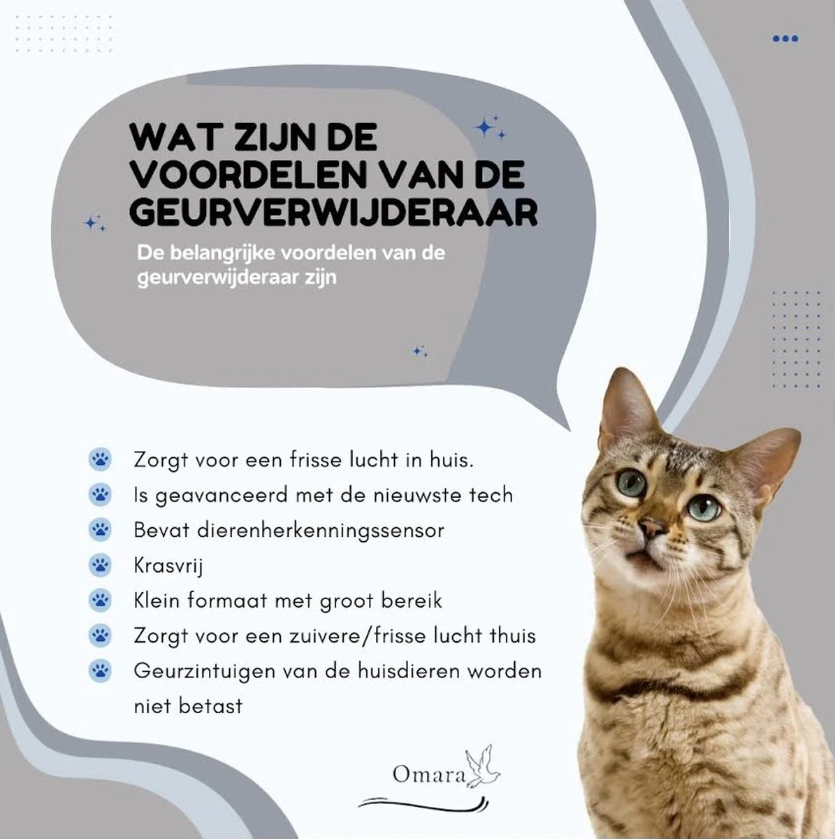 Omara Geurverdrijver – Kattenbak Geurverdrijver – 2023 Model- Oplaadbaar – 100% Krasvrij- Geurverwijderaar- Slimme Sensor 7 Omara Geurverdrijver – Kattenbak Geurverdrijver – 2023 Model- Oplaadbaar – 100% Krasvrij- Geurverwijderaar- Slimme Sensor - Afbeelding 7