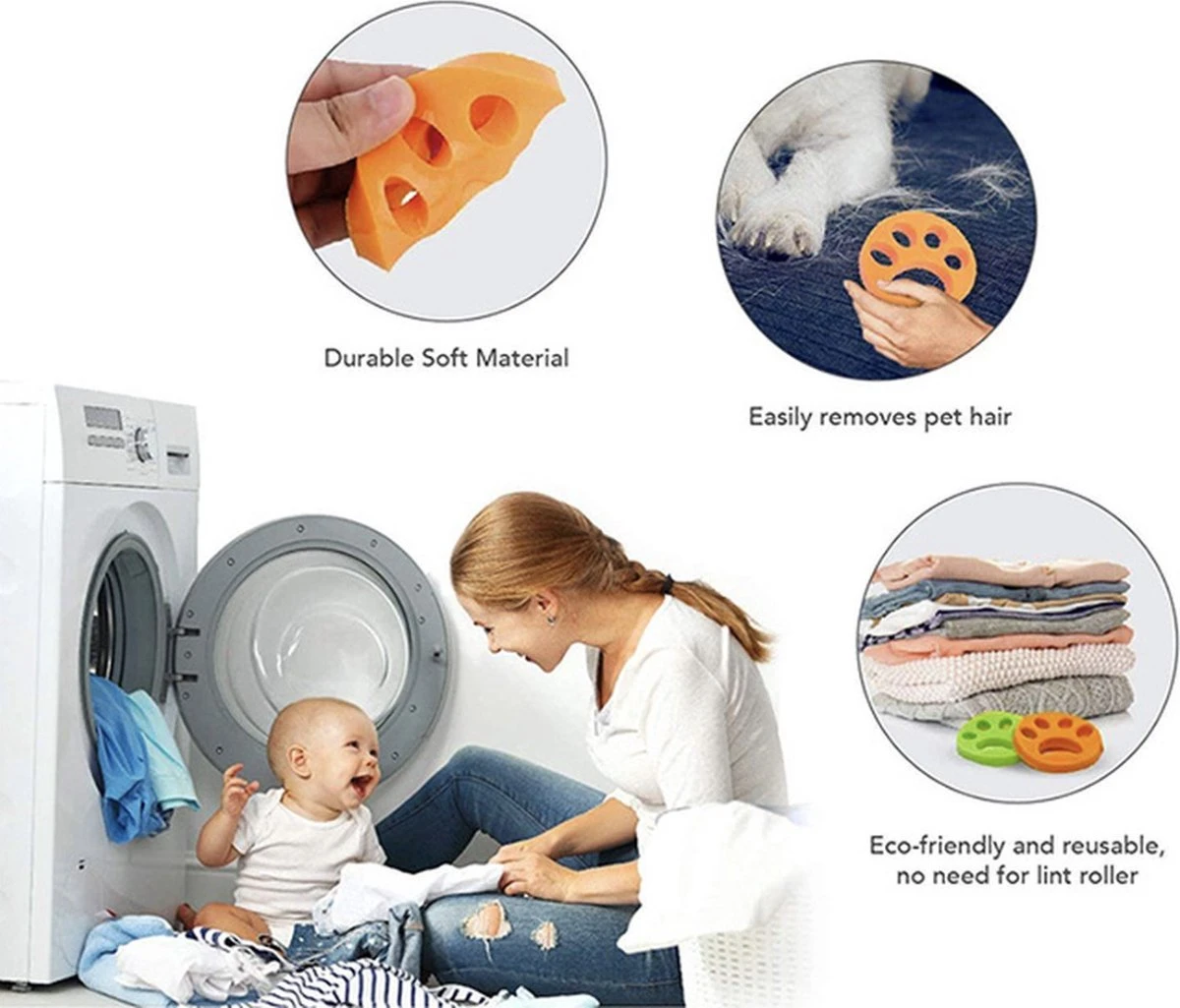ALG-Shop - Haarverwijderaar Voor Huisdieren - 2 Stuks - Wasmachine Reiniger - Hondenhaar Verwijderaar Voor Wasmachine En Droger - Pluispootjes 4 ALG-Shop - Haarverwijderaar Voor Huisdieren - 2 Stuks - Wasmachine Reiniger - Hondenhaar Verwijderaar Voor Wasmachine En Droger - Pluispootjes - Afbeelding 4