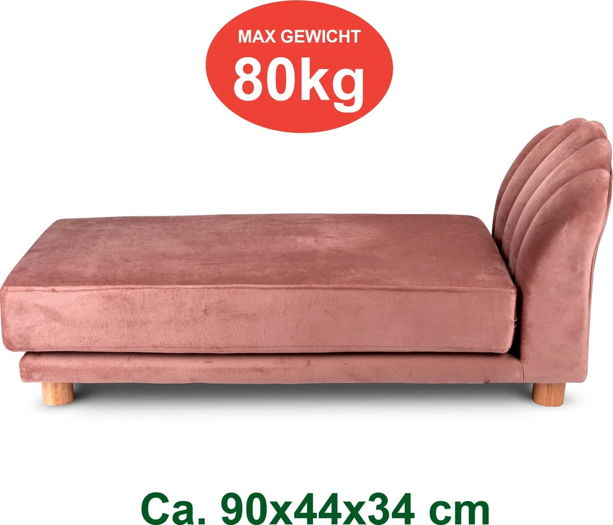 Maxxpro Katten- En Hondenbank - Roze - Verhoogd Met Houten Poten - Fluweel Materiaal - 90 X 44 X 34 CM - Huisdieren Tot 80 KG 6 Maxxpro Katten- En Hondenbank - Roze - Verhoogd Met Houten Poten - Fluweel Materiaal - 90 X 44 X 34 CM - Huisdieren Tot 80 KG - Afbeelding 6