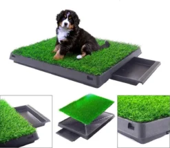 Merkloos Hondentoilet Kunstgras Met Bak - Indoor Dierentoilet - Uitneembare Opvangbak - Puppy Training Pets - Outdoor/Balkon/Tuin/Indoor Toilet - 50x64 Cm