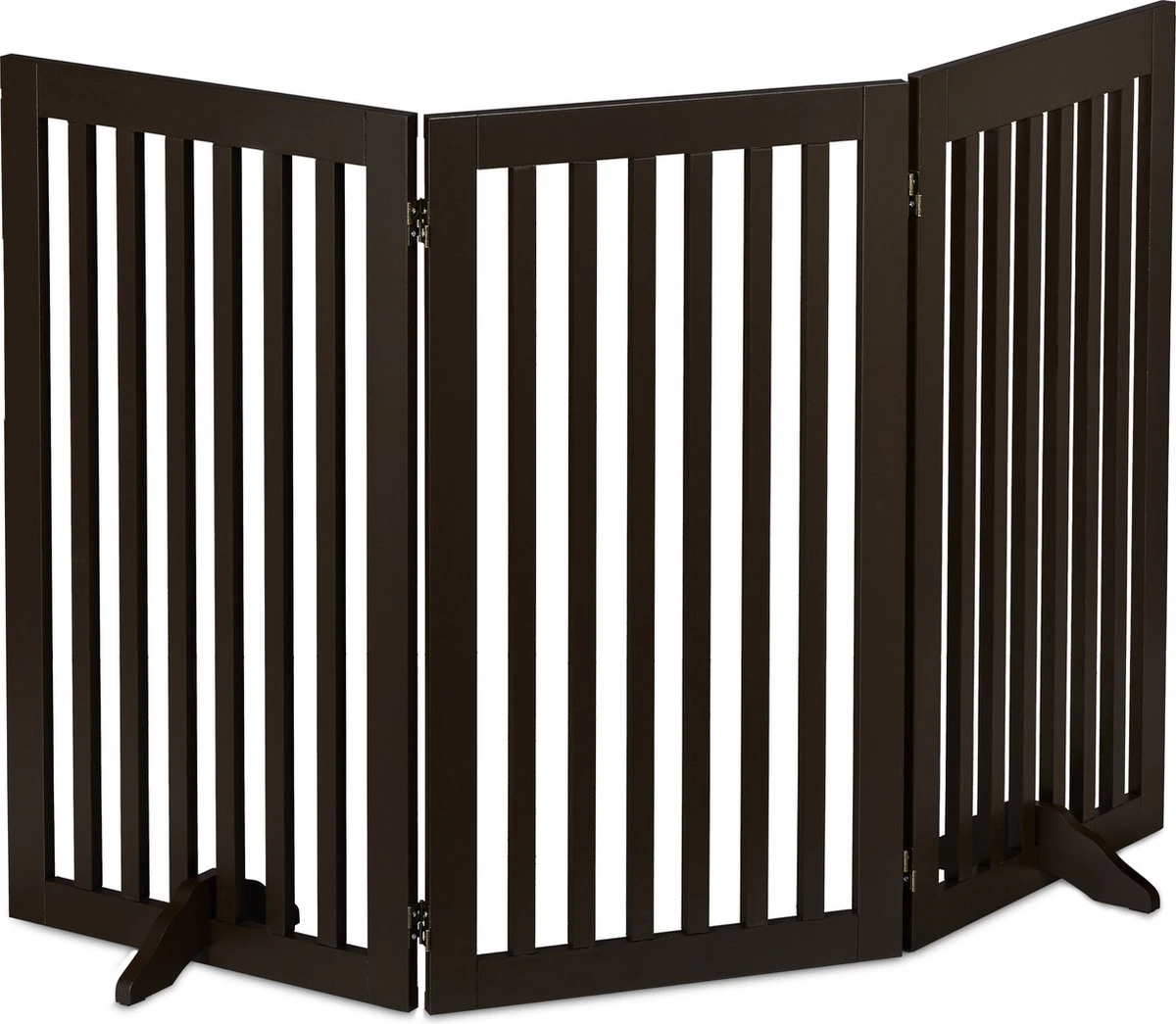Relaxdays Veiligheidshekje Hout - 92 Cm Hoog - Hondenhek - Inklapbaar - Bruin - 3 Panelen 1 Relaxdays Veiligheidshekje Hout - 92 Cm Hoog - Hondenhek - Inklapbaar - Bruin - 3 Panelen