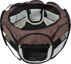 Dailyibed Opvouwbare Puppyren - Bruin - 115x115x58 Cm - Incl. Draagtas - Incl. Voederbak -Dog Supplies 1200x1075