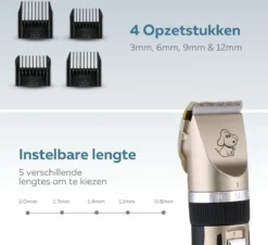 BYER Professionele Dieren Tondeuse Set - Voor Huisdieren Katten & Honden - Draadloos - Oplaadbare Pet Trimmer - Dog Tondeuze Clipper - 5 Standen & Vier Opzetkammen - Low Noise -Dog Supplies 1200x1096