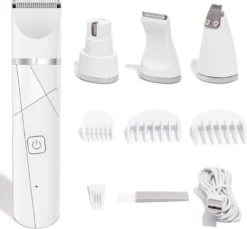 Revo Goods Professionele 4 In 1 Hondentondeuse Set -Ideaal Voor Honden En Andere Huisdieren - Slijper Inbegrepen -Draadloos - Ultra Stil