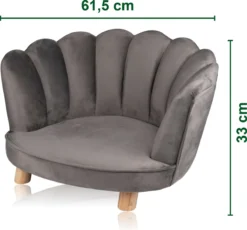 Maxxpro Katten- En Hondenstoel - Grijs - Verhoogd Met Houten Poten - Fluweel Materiaal - 61.5 X 52 X 33 CM - Huisdieren Tot 80 KG -Dog Supplies 1200x1119