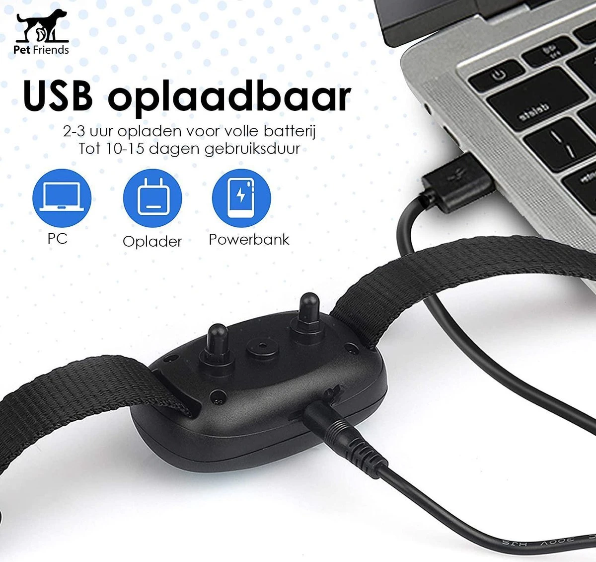 PetFriends Anti Blafband Zonder Schok - Gratis Hondenfluit - USB Oplaadbaar - Anti Blaf Apparaat - Opvoedingshalsband - Voor Grote En Kleine Honden 6 PetFriends Anti Blafband Zonder Schok - Gratis Hondenfluit - USB Oplaadbaar - Anti Blaf Apparaat - Opvoedingshalsband - Voor Grote En Kleine Honden - Afbeelding 6