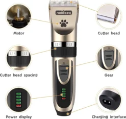 Nobleza Dieren Tondeuse Set - 4 Opzetkammen - Draadloos - Voor Huisdieren Katten & Honden -Dog Supplies 1200x1133