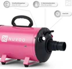 Nuvoo Professionele Hondenföhn / Waterblazer / Hondenborstel Met 3 Opzetstukken - Verstelbare Vermogen Tot 2200W - Warme / Koude Stand - Roze -Dog Supplies 1200x1140 2