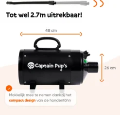 Captain Pup's Professionele Hondenföhn Met 4 Opzetstukken - Bijgeleverde Hondenborstel - Waterblazer Voor Honden - Zwart -Dog Supplies 1200x1145