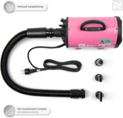 Nuvoo Professionele Hondenföhn / Waterblazer / Hondenborstel Met 3 Opzetstukken - Verstelbare Vermogen Tot 2200W - Warme / Koude Stand - Roze -Dog Supplies 1200x1151 1