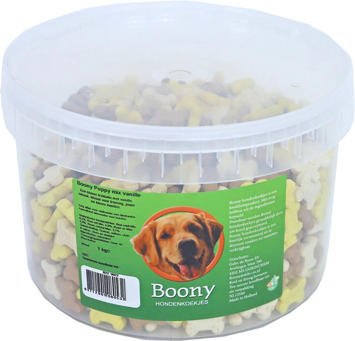 Boony Hondenkoek Puppy Botjes Mix Vanille, Emmer A 1000 Gram 4 Boony Hondenkoek Puppy Botjes Mix Vanille, Emmer A 1000 Gram - Afbeelding 4
