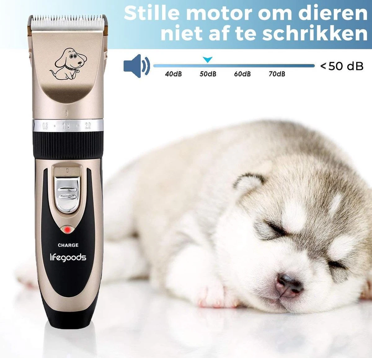 LifeGoods Hondentondeuse - Voor Katten En Honden - Complete Set - 5 Standen - Draadloos - Oplaadbaar - Goud/Zwart 7 LifeGoods Hondentondeuse - Voor Katten En Honden - Complete Set - 5 Standen - Draadloos - Oplaadbaar - Goud/Zwart - Afbeelding 7