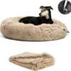 Filo Hondenmand 60cm Met Deken & Rits – Crème – Geschikt Als Kattenmand - Fluffy Donut Hondenbed Lichtbruin - Honden Mand & Bed – Hondenkussen – Kussen Hond – Katten Mand