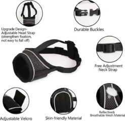 Merkloos Hoog Kwaliteit Muilkorf Met Bedrukt Patroon - Muilkorf Hond - Hondensnuit - Anti Blaf En Bijt - Voor Kleine En Grote Honden Maat M Zwart Reflecterend -Dog Supplies 1200x1160 1