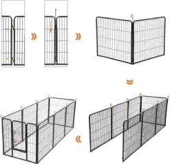 Hoppa! Hondenhekje - Puppyren - 160x160 Cm - 8 Delen Van 80 X 60 Cm - Vierkant, Rechthoek Of Achthoek Naar Keuze - Zwart -Dog Supplies 1200x1163 11