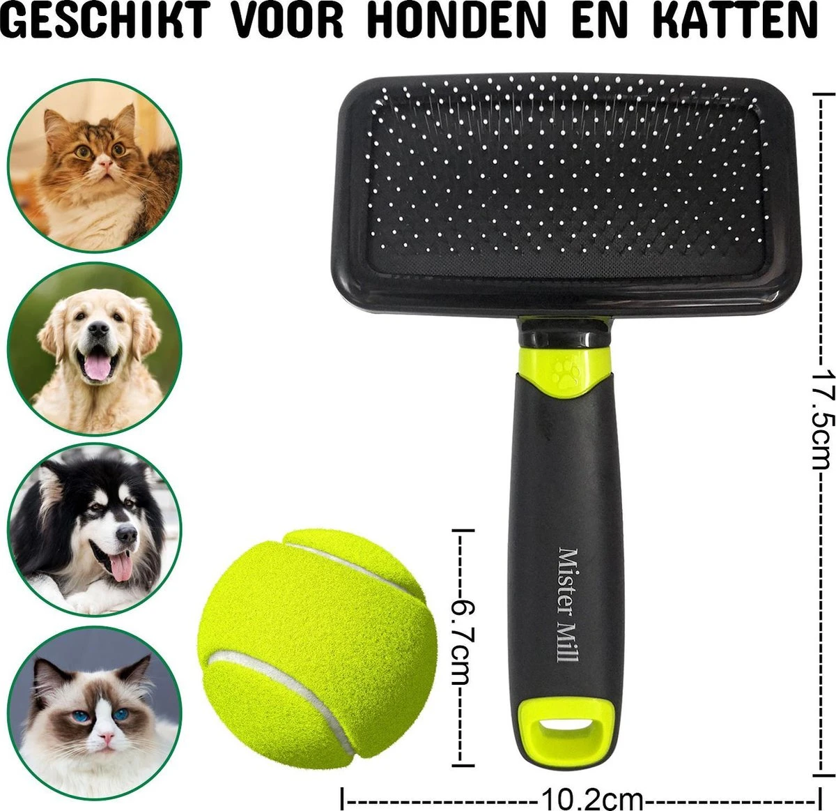 Mister Mill Slickerborstel Kat Hond - Hondenborstel Langharig Kortharig - Haarverwijderaar Voor Huisdieren - Kattenhaar Verwijderaar 2 Mister Mill Slickerborstel Kat Hond - Hondenborstel Langharig Kortharig - Haarverwijderaar Voor Huisdieren - Kattenhaar Verwijderaar - Afbeelding 2