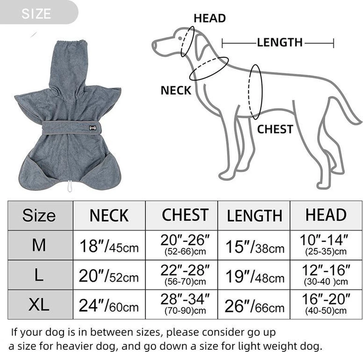 Super Absorberende Honden Badjas Grijs Maat L 6 Super Absorberende Honden Badjas Grijs Maat L - Afbeelding 6