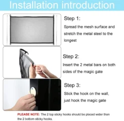 Merkloos ACE Pets – Oprolbaar Hondenrek Voor Binnen - Traphekje Hond Zonder Boren - Veiligheidshek Deurhekje - 180 X 72 Cm - Zwart -Dog Supplies 1200x1172 5