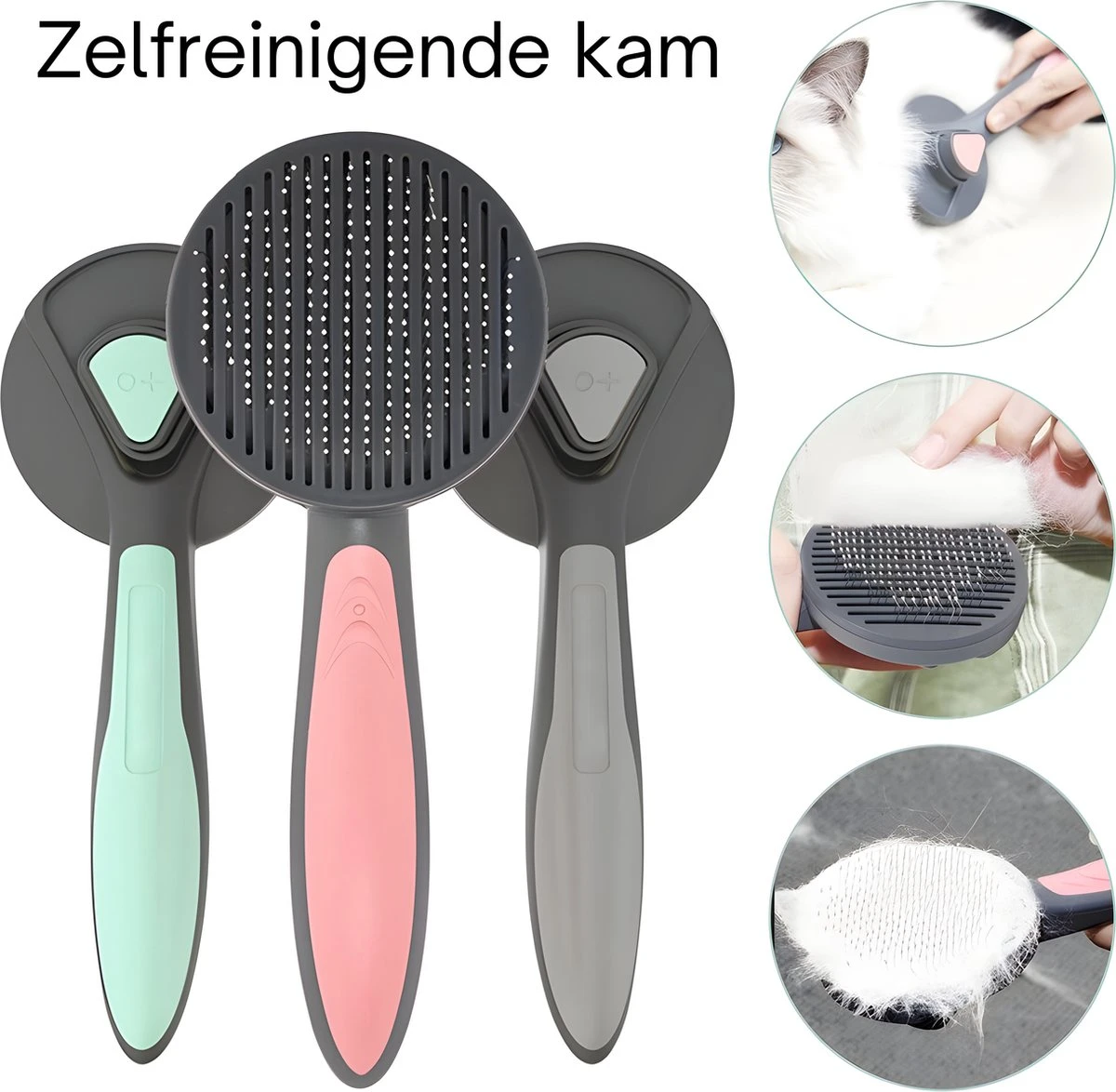 Pakeway T9 - Kattenborstel - Zelfreinigende Kattenkam - Groen - Massageborstel - 19,3 Cm 2 Pakeway T9 - Kattenborstel - Zelfreinigende Kattenkam - Groen - Massageborstel - 19,3 Cm - Afbeelding 2