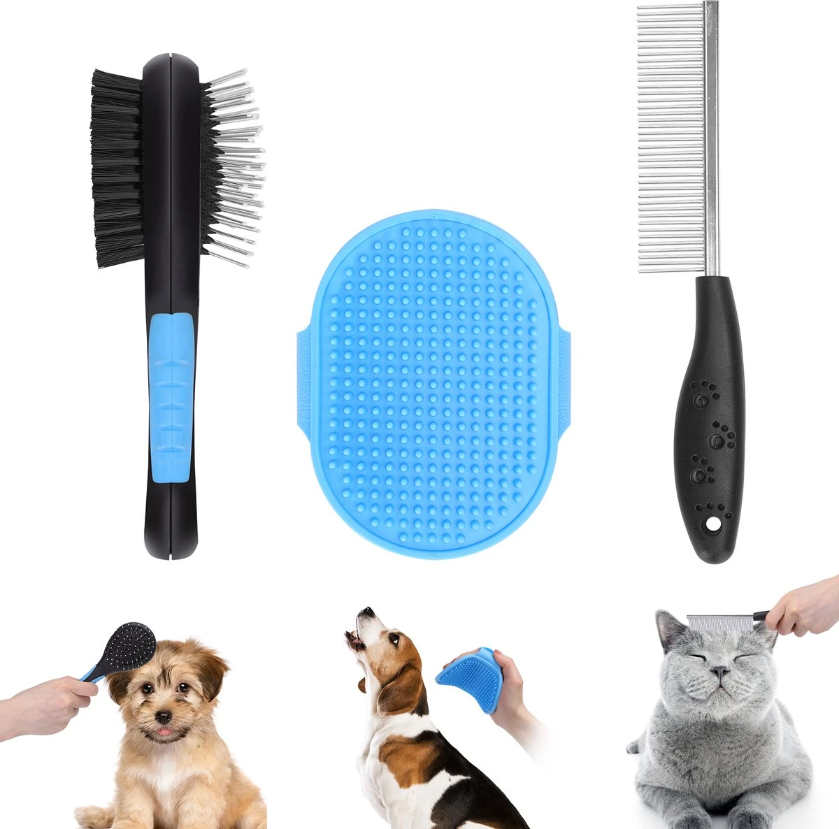 Nobleza 3 Delige Hondenborstel Set – Hondenkam - Kattenkam - Borstels – Dierverzorging - Dierenverzorging - Blauw 1 Nobleza 3 Delige Hondenborstel Set – Hondenkam - Kattenkam - Borstels – Dierverzorging - Dierenverzorging - Blauw