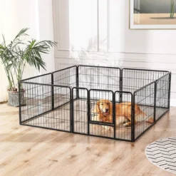 Transformeerbare Hondenren - Dieromheining Van 60 Cm Hoog En 210 Cm Diagonaal - Zwart