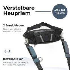 Canicross Looplijn Hond Met Heupriem Voor Hardlopen - Elastische Handsfree Hondenriem - Honden Trainingslijn - 150/200cm - Grijs -Dog Supplies 1200x1200 1143