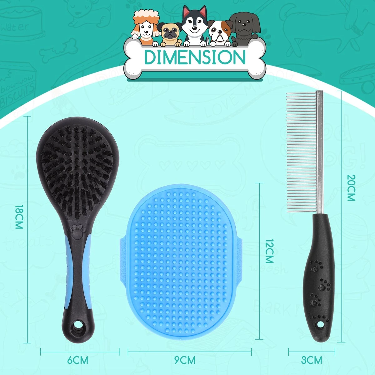 Nobleza 3 Delige Hondenborstel Set – Hondenkam - Kattenkam - Borstels – Dierverzorging - Dierenverzorging - Blauw 4 Nobleza 3 Delige Hondenborstel Set – Hondenkam - Kattenkam - Borstels – Dierverzorging - Dierenverzorging - Blauw - Afbeelding 4