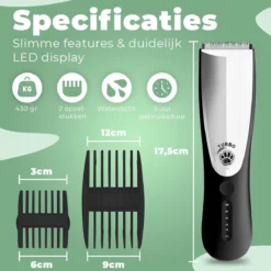 Essential Goods Professionele Hondentondeuse – Hondentrimmer - Draadloos – Opzet Kammen – Dik/Dunne Vacht - Honden/Katten - Zwart/Zilver -Dog Supplies 1200x1200 240