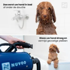 Nuvoo Professionele Hondenföhn / Waterblazer / Hondenborstel Met 3 Opzetstukken - Verstelbare Vermogen Tot 2200W - Warme / Koude Stand - Roze -Dog Supplies 1200x1200 297