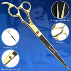 Scharenset Hond - 8-Delige Scharenset - Hondenschaar - Trimset - Trimschaar Voor Honden - Huisdier Knipset - Effileerschaar Hond - Goud -Dog Supplies 1200x1200 352