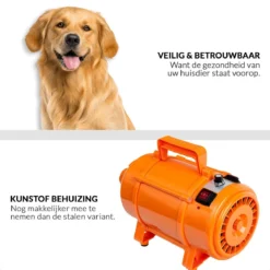 Krachtige Hondenföhn/ Waterblazer Met Draaiknop Om Overtollig Water En Stof Snel Uit De Vacht Te Blazen | Verstelbare Vermogen Standen (500W Tot 2200W) En Verstelbare Temperatuur - Type B Oranje -Dog Supplies 1200x1200 358