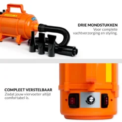 Krachtige Hondenföhn/ Waterblazer Met Draaiknop Om Overtollig Water En Stof Snel Uit De Vacht Te Blazen | Verstelbare Vermogen Standen (500W Tot 2200W) En Verstelbare Temperatuur - Type B Oranje -Dog Supplies 1200x1200 359