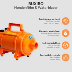 Krachtige Hondenföhn/ Waterblazer Met Draaiknop Om Overtollig Water En Stof Snel Uit De Vacht Te Blazen | Verstelbare Vermogen Standen (500W Tot 2200W) En Verstelbare Temperatuur - Type B Oranje -Dog Supplies 1200x1200 360