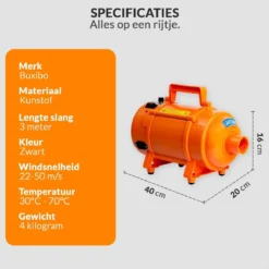 Krachtige Hondenföhn/ Waterblazer Met Draaiknop Om Overtollig Water En Stof Snel Uit De Vacht Te Blazen | Verstelbare Vermogen Standen (500W Tot 2200W) En Verstelbare Temperatuur - Type B Oranje -Dog Supplies 1200x1200 361