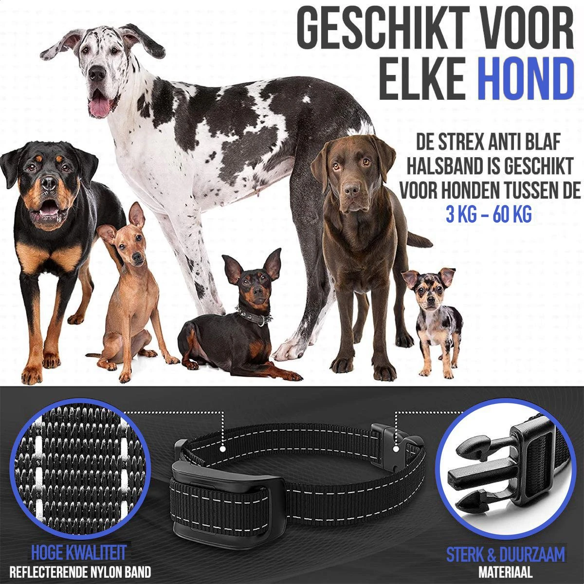 STARMAN Anti Blafband Voor Honden - 3-60KG - Diervriendelijk - Zonder Schok - Vibratie En Audio - Anti Blaf Band 4 STARMAN Anti Blafband Voor Honden - 3-60KG - Diervriendelijk - Zonder Schok - Vibratie En Audio - Anti Blaf Band - Afbeelding 4