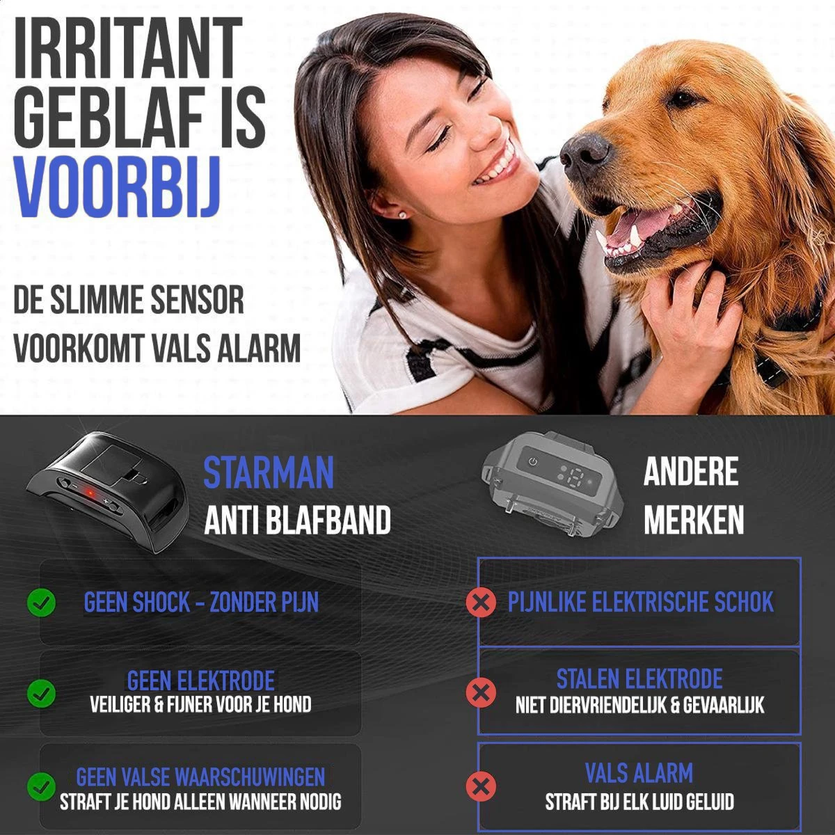 STARMAN Anti Blafband Voor Honden - 3-60KG - Diervriendelijk - Zonder Schok - Vibratie En Audio - Anti Blaf Band 7 STARMAN Anti Blafband Voor Honden - 3-60KG - Diervriendelijk - Zonder Schok - Vibratie En Audio - Anti Blaf Band - Afbeelding 7