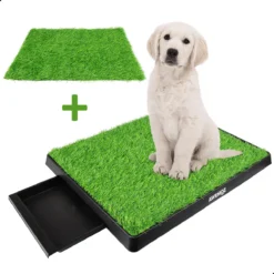 AWEMOZ Hondentoilet Kunstgras - Met 2 Matten En Opvangbak - 64x52x7,5cm - Puppy Pads - Zindelijkheidstraining Hond - Training Pads - Indoor / Outdoor Honden Toilet