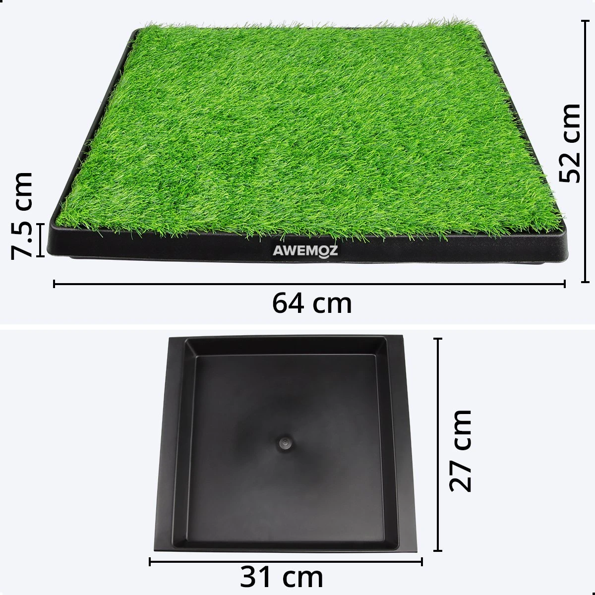 AWEMOZ Hondentoilet Kunstgras - Met 2 Matten En Opvangbak - 64x52x7,5cm - Puppy Pads - Zindelijkheidstraining Hond - Training Pads - Indoor / Outdoor Honden Toilet 2 AWEMOZ Hondentoilet Kunstgras - Met 2 Matten En Opvangbak - 64x52x7,5cm - Puppy Pads - Zindelijkheidstraining Hond - Training Pads - Indoor / Outdoor Honden Toilet - Afbeelding 2