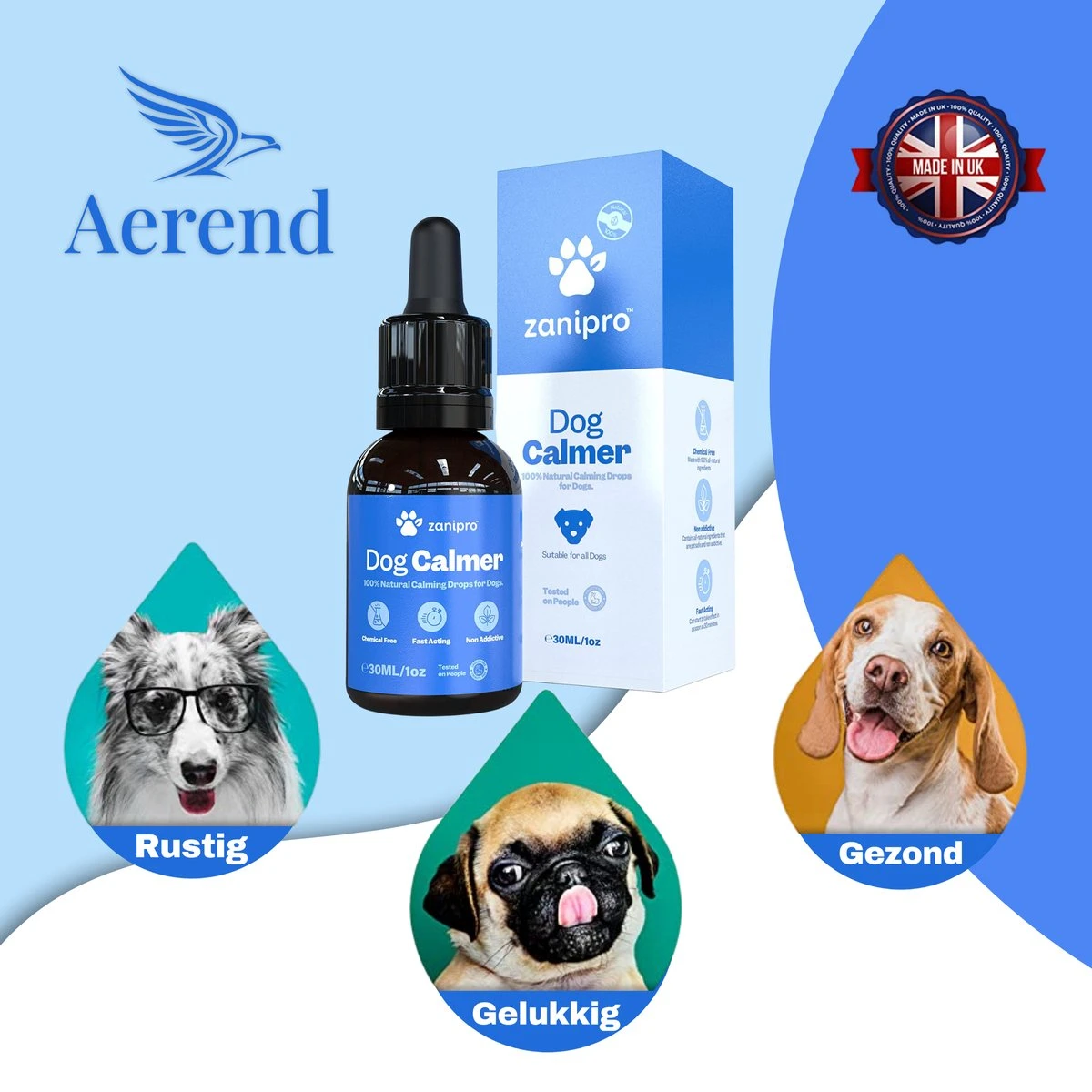 Aerend - Kalmerende Druppels Voor Honden - Zanipro® 30ml - Ontspanning En Antistress Middel Om Gedragsproblemen Te Verlichten - 100% Natuurlijk Uit Het Verenigd Koninkrijk - Met Ashwagandha & Valeriaan - No-stress - Voor Thuis En Onderweg 5 Aerend - Kalmerende Druppels Voor Honden - Zanipro® 30ml - Ontspanning En Antistress Middel Om Gedragsproblemen Te Verlichten - 100% Natuurlijk Uit Het Verenigd Koninkrijk - Met Ashwagandha & Valeriaan - No-stress - Voor Thuis En Onderweg - Afbeelding 5
